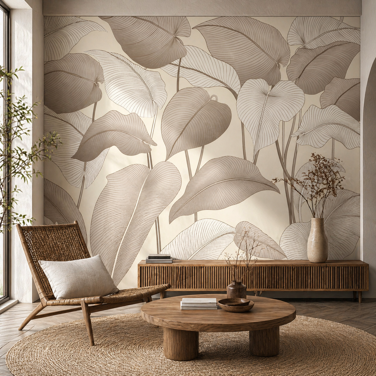 Soft Ivory Leaf Flow Elegance - Image 2