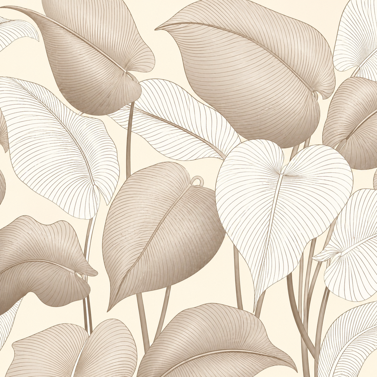 Soft Ivory Leaf Flow Elegance