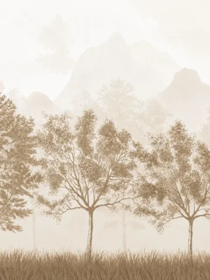 sepia_landscape_wallpaper Misty Woodland Horizon